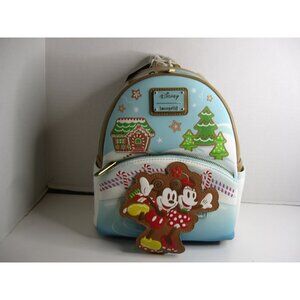 Disney Loungefly Mini Backpack Mickey & Minnie Holiday Gingerbread Design